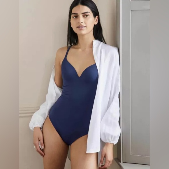 NWT Boden Sweetheart Cup Size Swimsuit Sz 34D Navy blue B1 - Picture 1 of 7